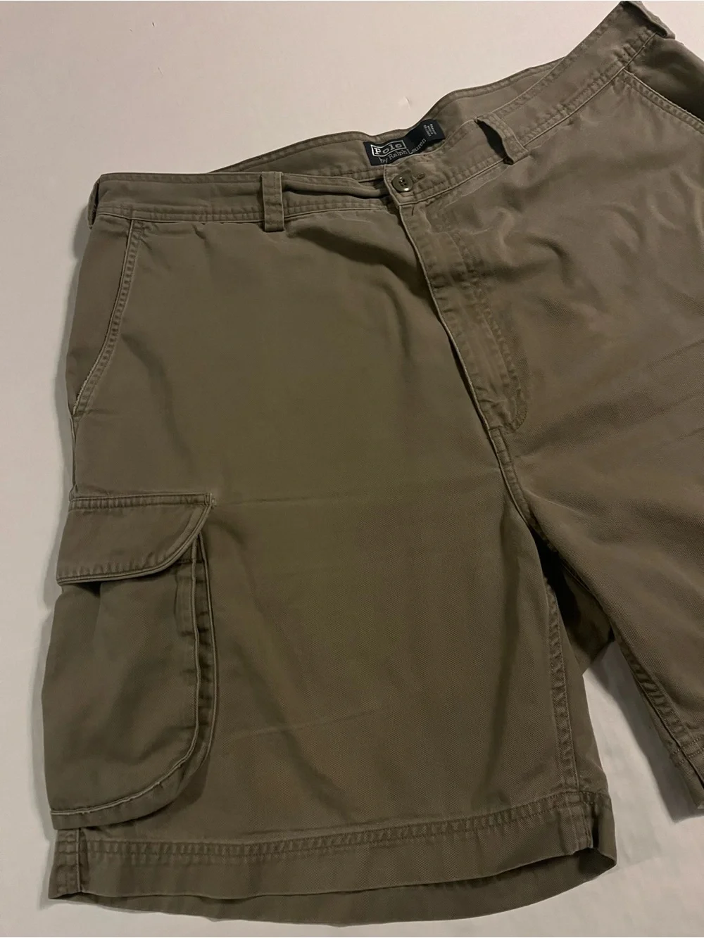 VTG Polo Ralph Lauren Chino Khaki Cargo Utility Shorts Sz 42 Pockets Preppy Y2K